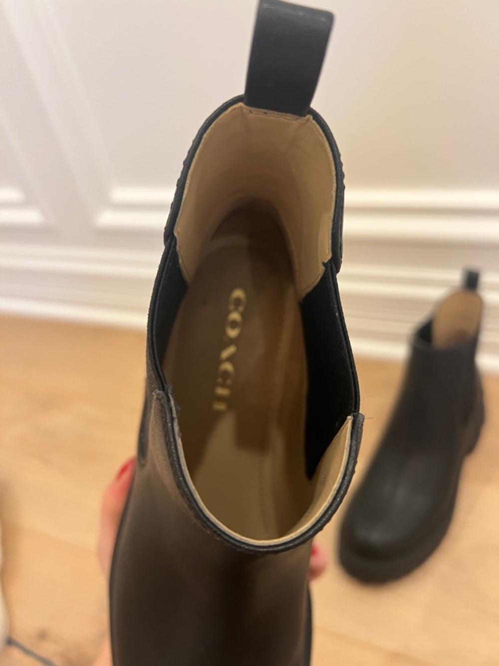 Womens Black Coach Chelsea Platform Boots - Picture 16 of 17